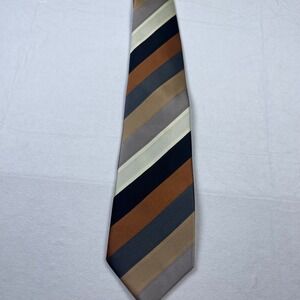 Uniform Works Necktie, Striped Tie, Brown Gray Beige, Men's Business Casual